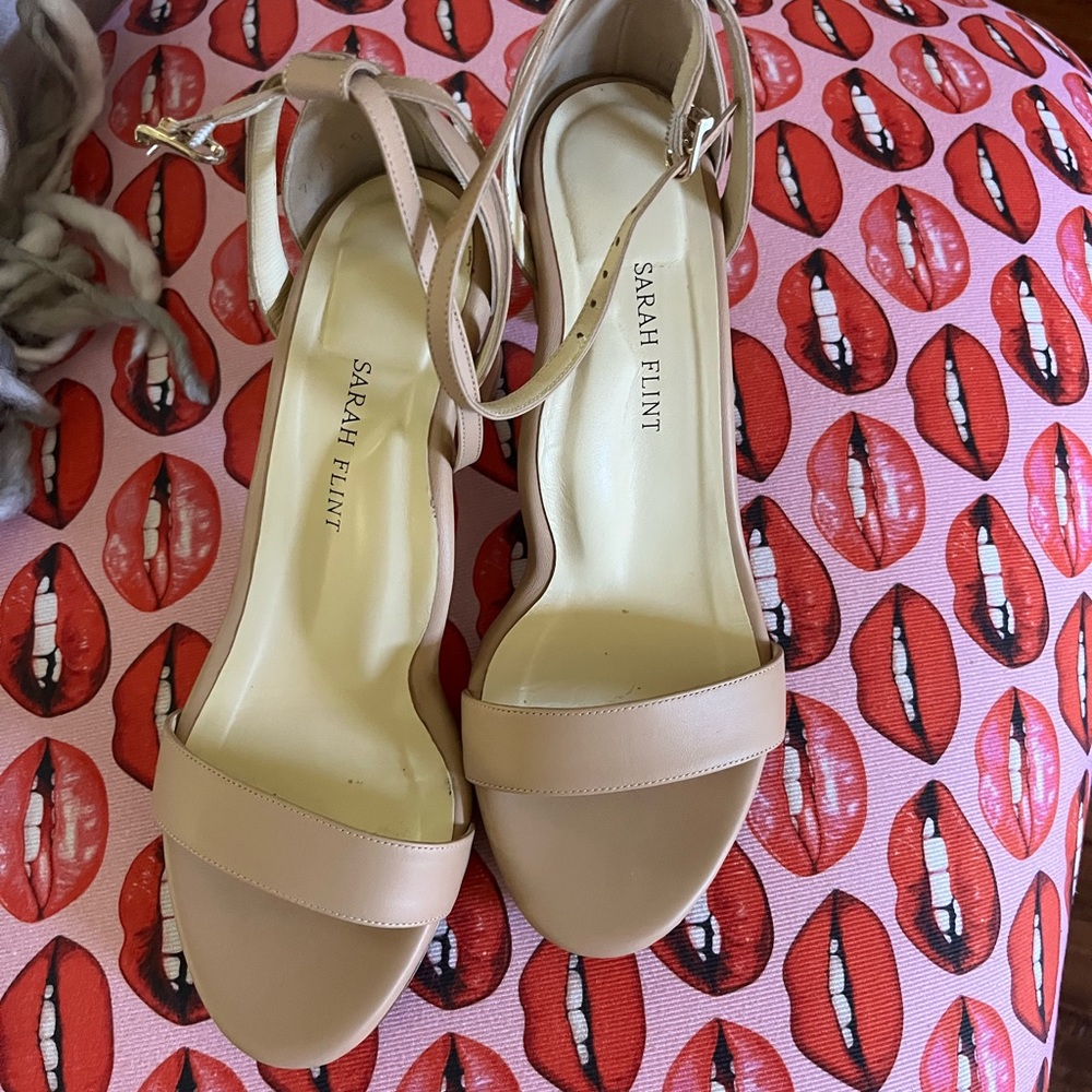 Sarah Flint Perfect Block 60 Sandal. Size 7 1/2. In camel calf. Worn once